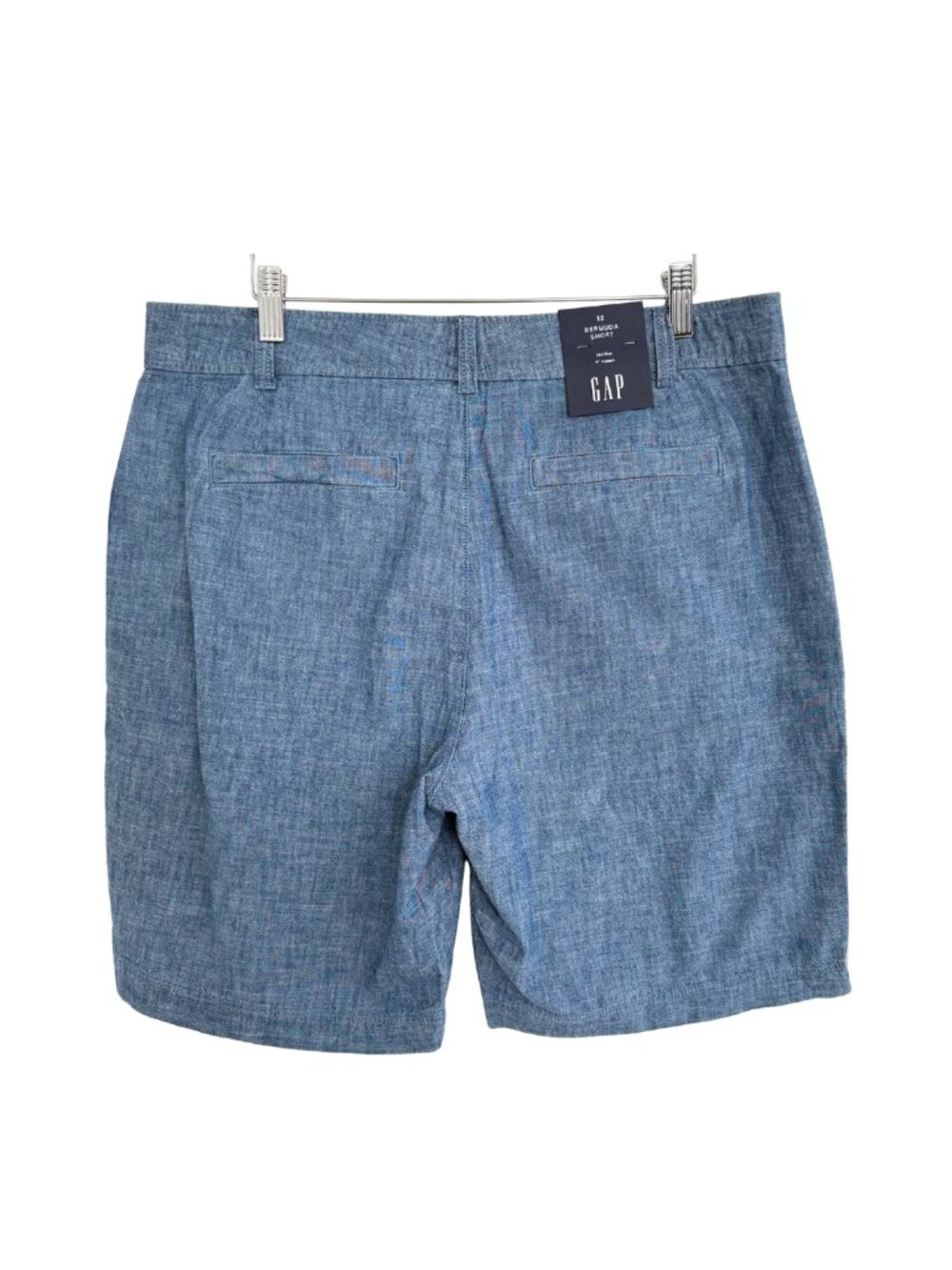 Gap Shorts Women 12 Indigo Chambray Bermuda Blue Mid Rise 9” Inseam 676741 - Picture 2 of 15